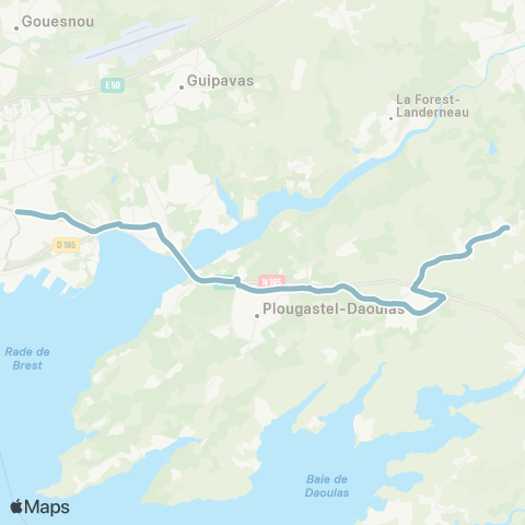 BreizhGo Car 29 Dirinon - Loperhet - Brest map