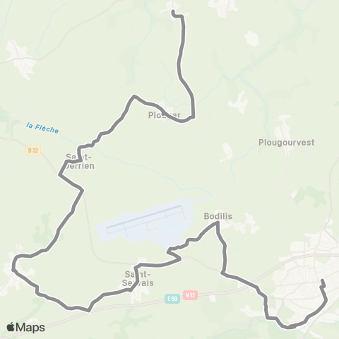 BreizhGo Car 29 St Derrien - Plounéventer - Bodilis - Landivisiau map