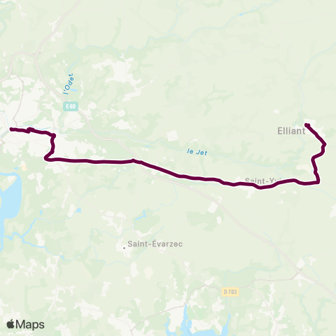 BreizhGo Car 29 Elliant - Saint-Yvi - Quimper map