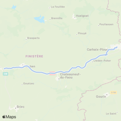 BreizhGo Car 29 Carhaix - Brest map