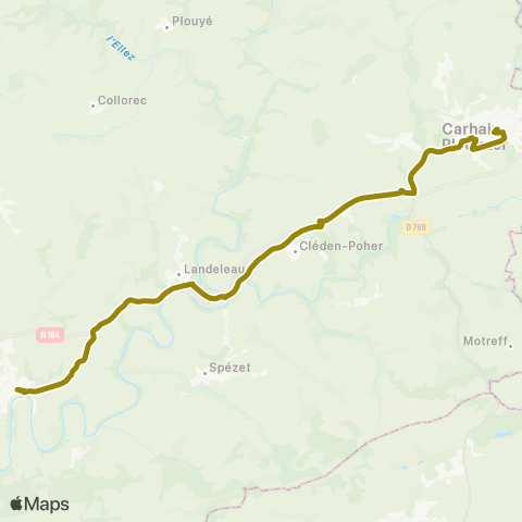BreizhGo Car 29 Carhaix - Châteaulin map