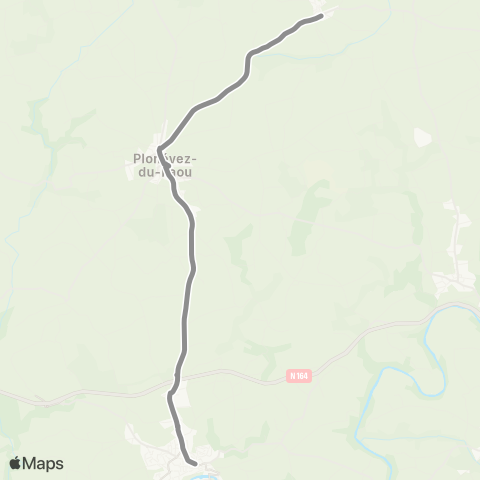 BreizhGo Car 29 TAD Collorec, Landeleau, Plonévez, St Goazec, Spézet vers Brest map