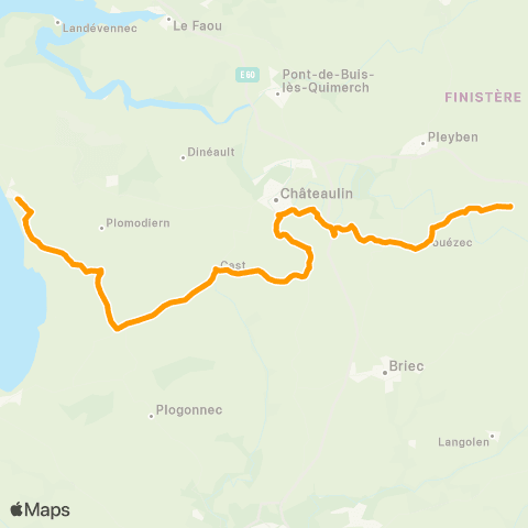 BreizhGo Car 29 Com Communes Pleyben Chateaulin Porzay map