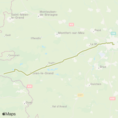BreizhGo Car 35 Paimpont - Rennes map