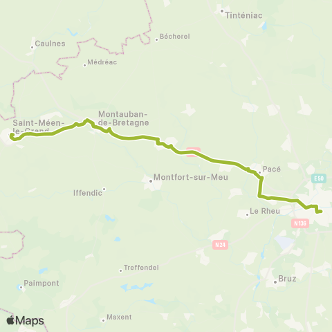 BreizhGo Car 35 Merdrignac - Rennes map