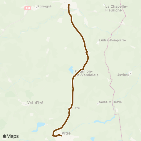 BreizhGo Car 35 Vitré - Fougères map