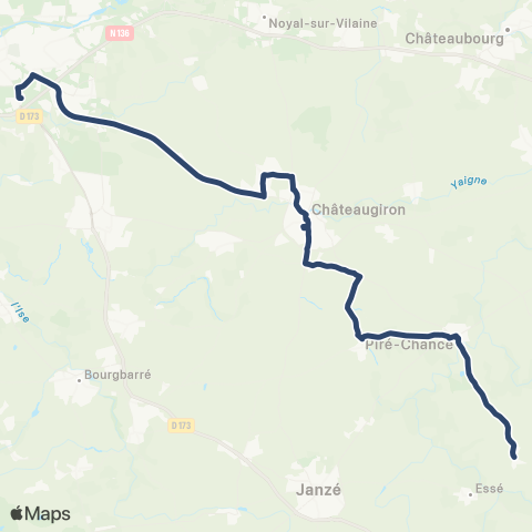 BreizhGo Car 35 La Guerche - Châteaugiron - Rennes map