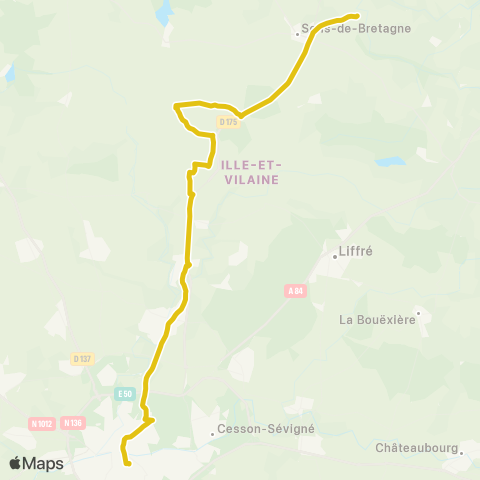 BreizhGo Car 35 Antrain - Rennes map