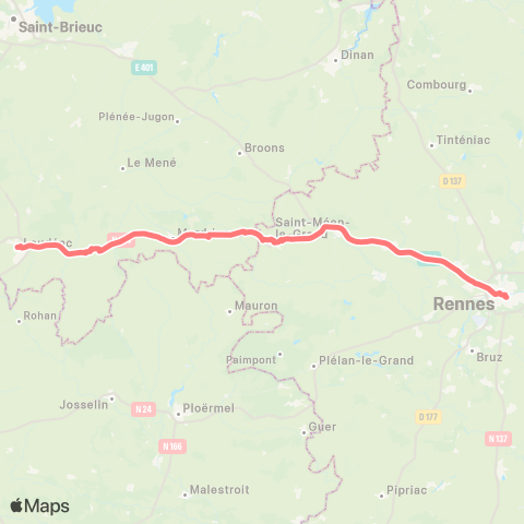 BreizhGo Car 35 Carhaix-Rennes map