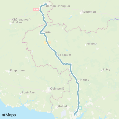 BreizhGo Car 56 Carhaix - Gourin - le Faouet - Lorient map