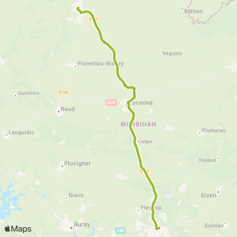 BreizhGo Car 56 Vannes-Pontivy-Loudéac-St Brieuc map