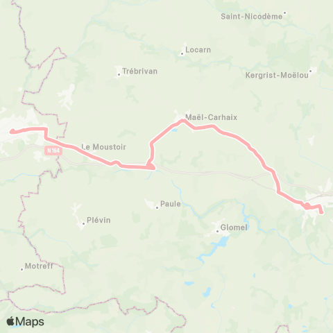 BreizhGo Car 56 Carhaix - Rostrenen - Loudéac map