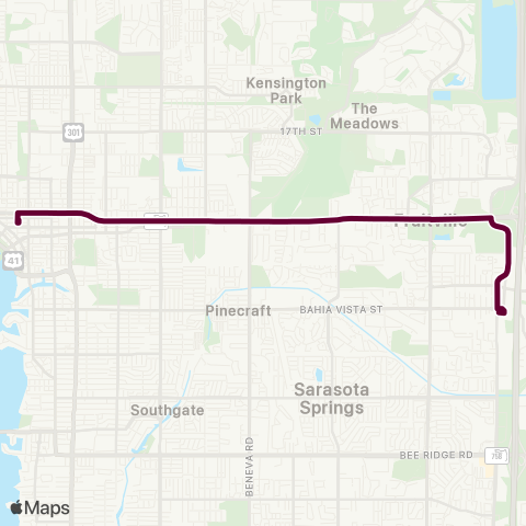 Breeze Transit Downtown / Fruitville / Cattlemen map