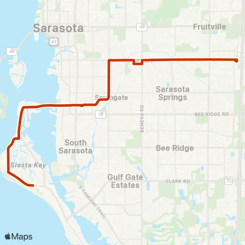 Breeze Transit Siesta Key / Pinecraft / Cattlemen map