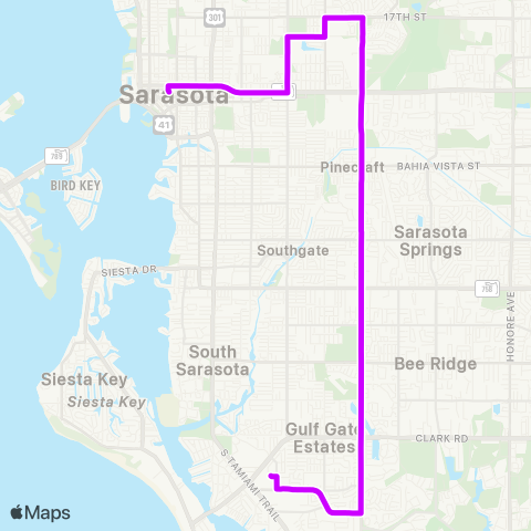 Breeze Transit Downtown / Beneva / Gulf Gate map