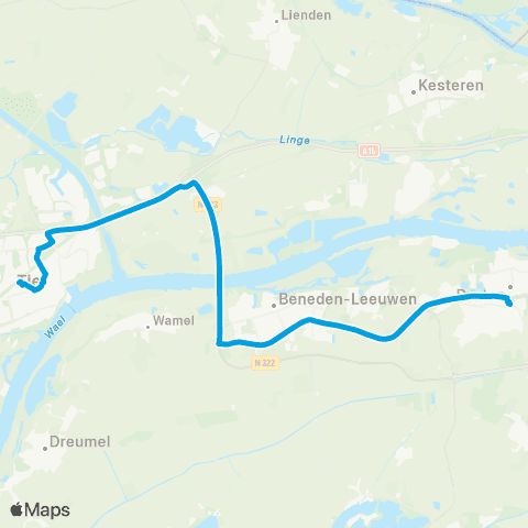 Breng Druten Busstation - Tiel Station map