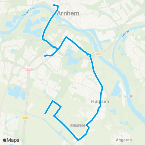 Breng Arnhem CS - Huissen Bergerden map