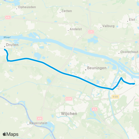 Breng Nijmegen CS - Druten Busstation map