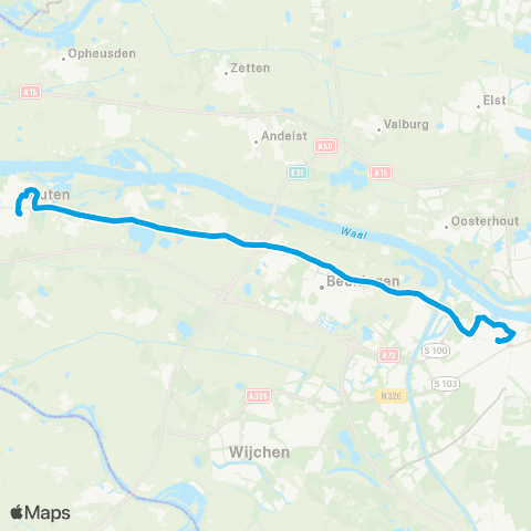 Breng Nijmegen CS - Druten Busstation map