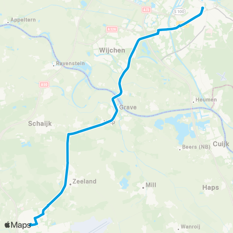 Breng Nijmegen CS - Grave - Uden Busstation map