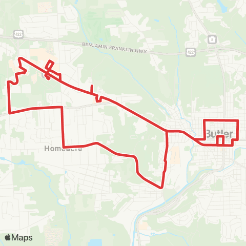 Butler Transit Authority Red map