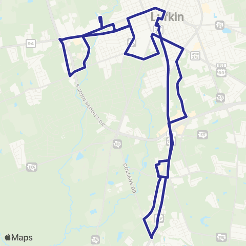 Brazos Transit District Lufkin Blue map