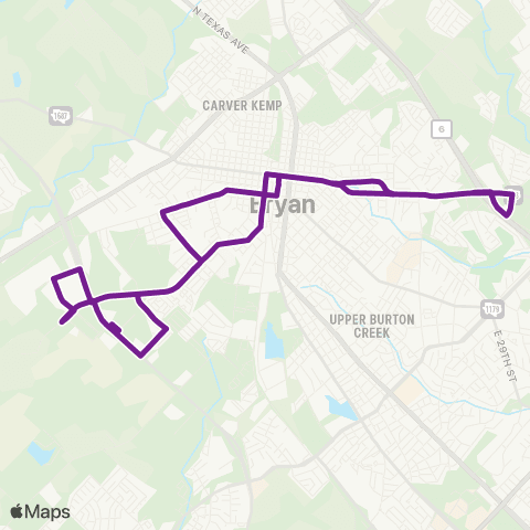 Brazos Transit District Bryan Purple map