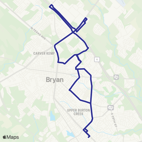 Brazos Transit District Bryan Blue map