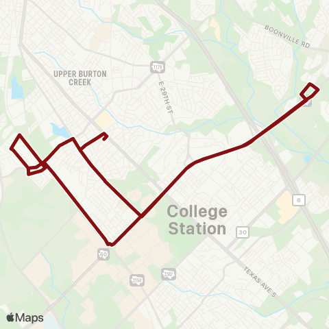 Brazos Transit District Bryan Maroon map
