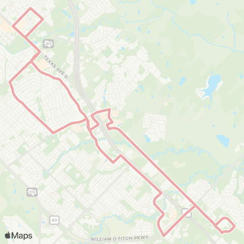 Brazos Transit District Bryan Pink map