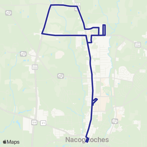 Brazos Transit District Nacogdoches Blue map