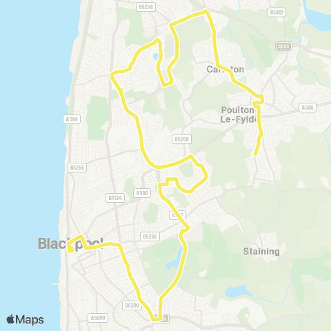 Blackpool Transport Baines HS Sch Only - Corporation St C4 map