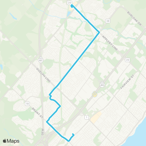 Burlington Transit Upper Middle map