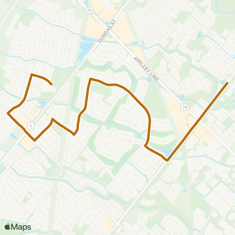 Burlington Transit Millcroft map