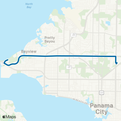Bay Town Trolley Panama City Mall / Gulf Coast State Coll map