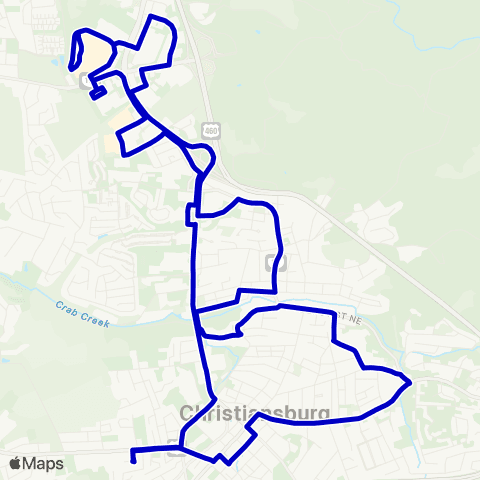 Blacksburg Transit Explorer Blue map