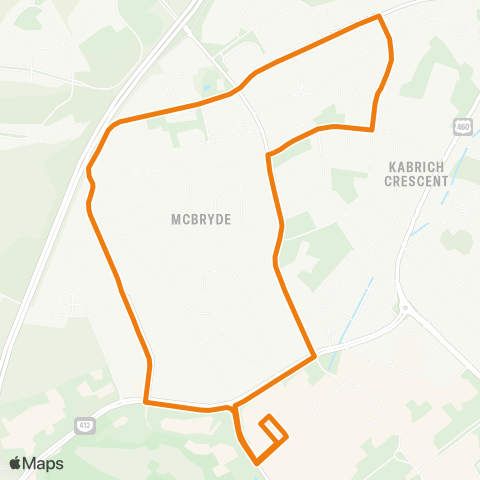 Blacksburg Transit Toms Creek via Progress map