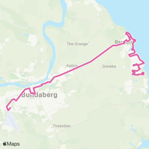 Translink Bundaberg Innes Pk N - Sugarland via City and Bargara map