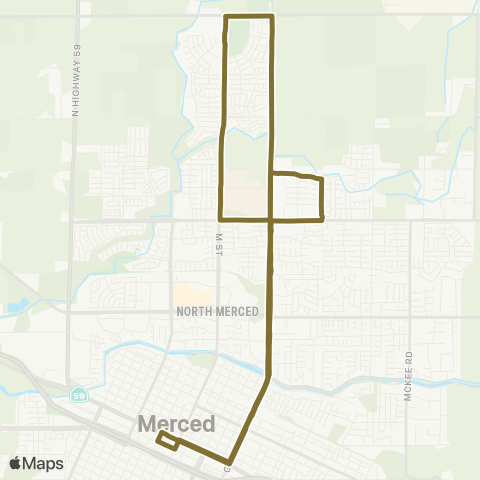 The Bus G Street Route map