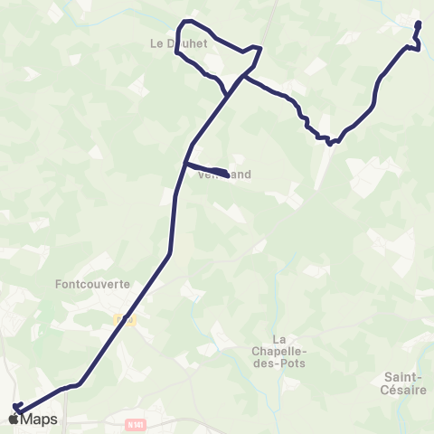 BUSS Ecoyeux, le Douhet, Venerand, Saintes >< Agrippa d'Aubigné map