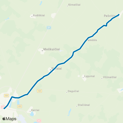 Busturas Šiauliai - Pašvitinys map