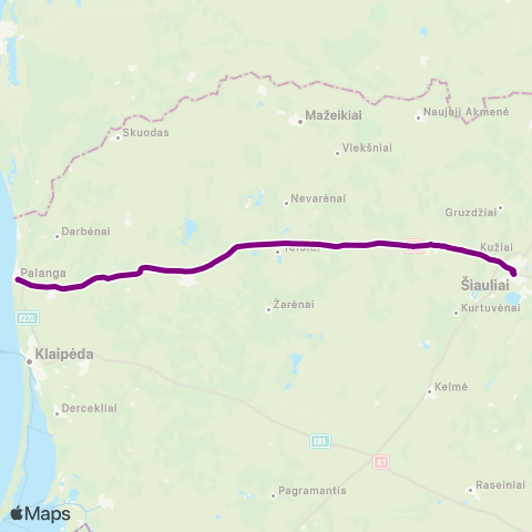 Busturas Šiauliai - Palanga map