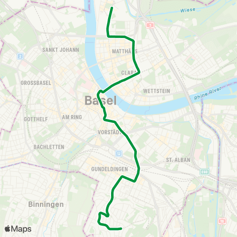 BVB - Basler Verkehrs-Betriebe Basel, Bruderholz - Basel, Messeplatz map