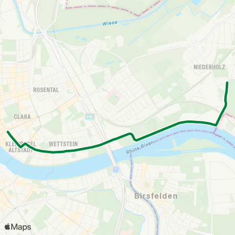 BVB - Basler Verkehrs-Betriebe Riehen, Otto Wenk-Platz - Basel, Claraplatz map