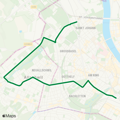 BVB - Basler Verkehrs-Betriebe Basel, Bahnhof SBB - Basel, Bachgraben map