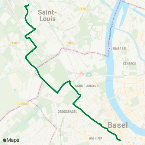 BVB - Basler Verkehrs-Betriebe Basel, Strassburgerallee - Basel, Theater map