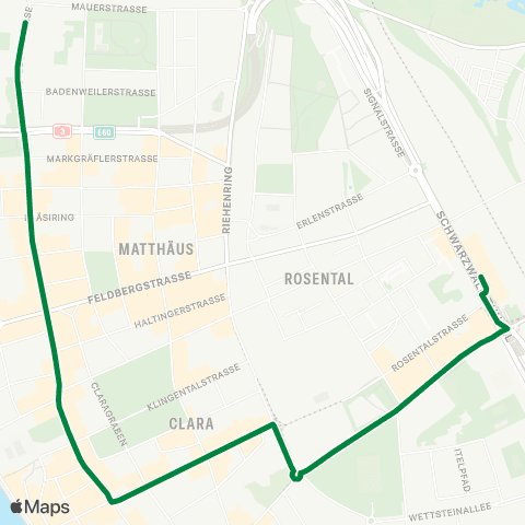 BVB - Basler Verkehrs-Betriebe Basel, Claraplatz - Basel, Ciba map