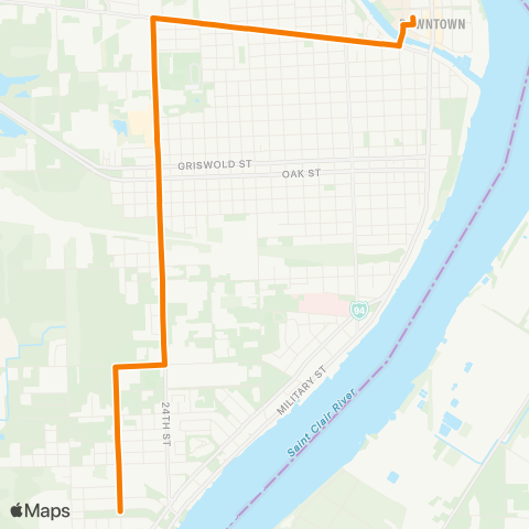 Blue Water Area Transit Route 2 map
