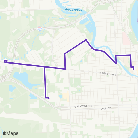 Blue Water Area Transit Route 3 map