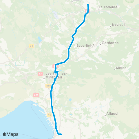 leCar Aix - Marseille Par RN map